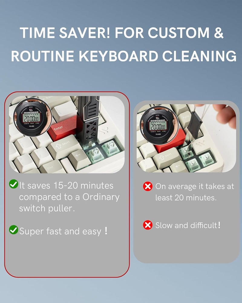 Keymatic 2-in-1 Switch Puller and Keycap Puller for Mechanical Keyboard, Key Switch with 4-Claw Grip, One-Press Eject Design for Fast & Stable Removal,Red - Image 3